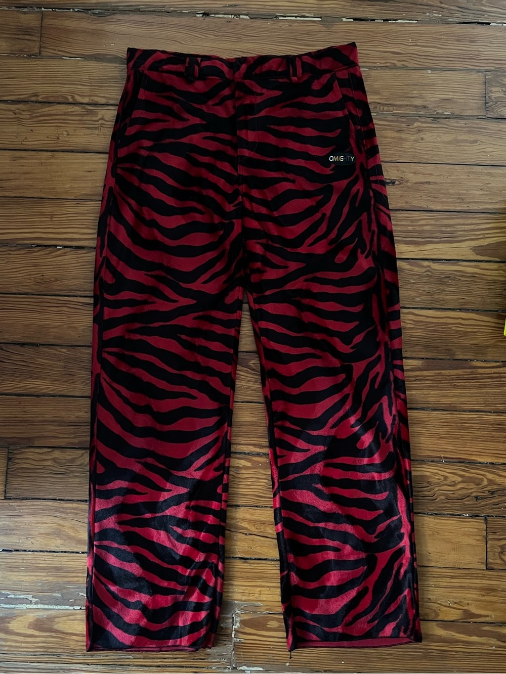 OMIGHTY red zebra fabric pants